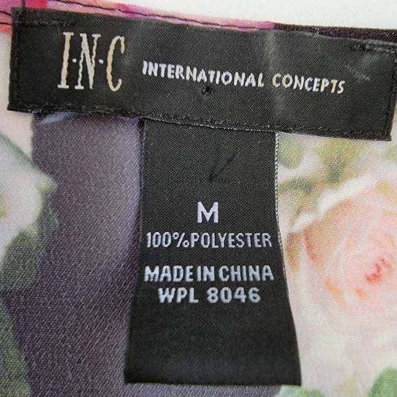 INC Sheer Floral Blouse with Ruffled Sleeve Size Medium - Picture 4 of 9